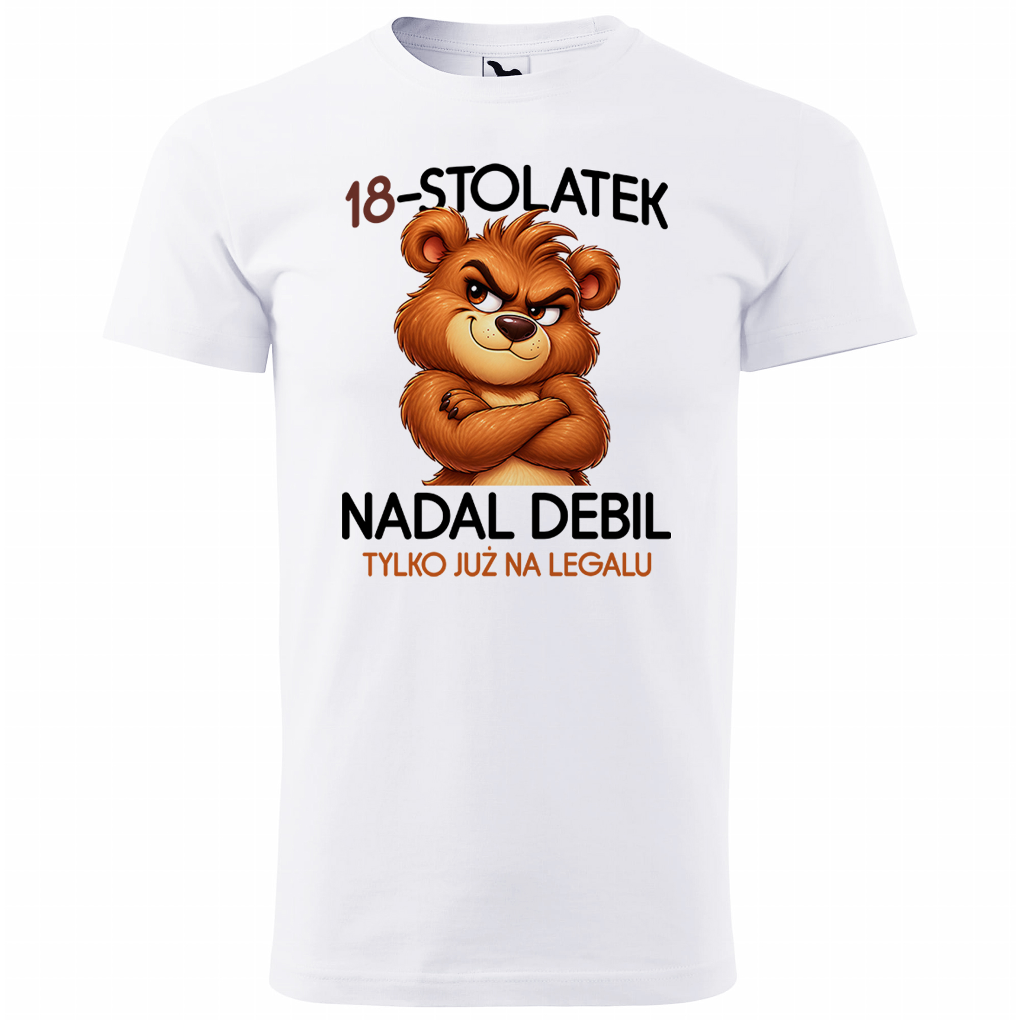 18-stolatek nadal debil tylko już na legalu koszulka męska kolor biały