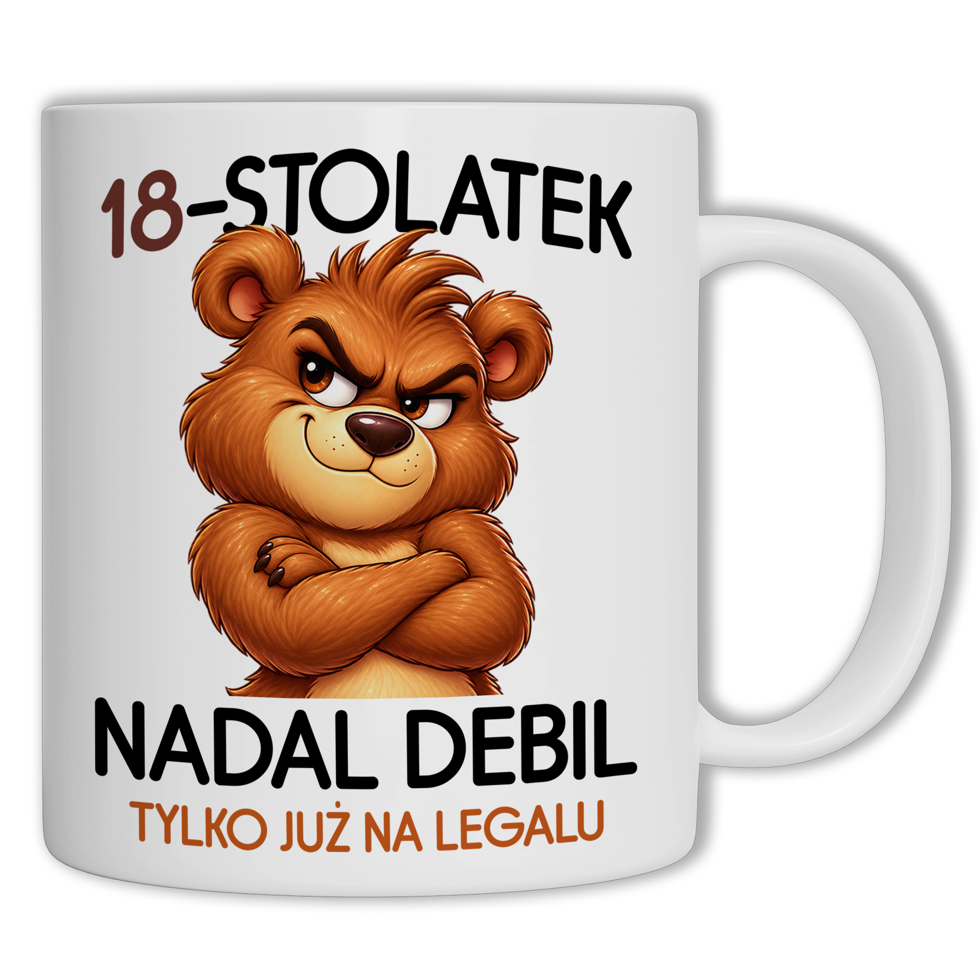 18-stolatek nadal debil tylko już na legalu kubek ucho kolor kolor biały