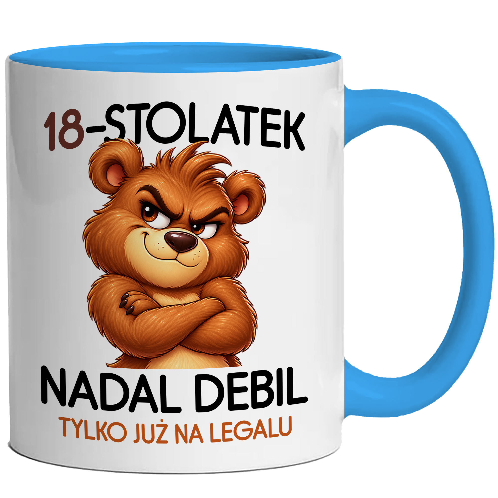 18-stolatek nadal debil tylko już na legalu kubek ucho kolor kolor jasnoniebieski