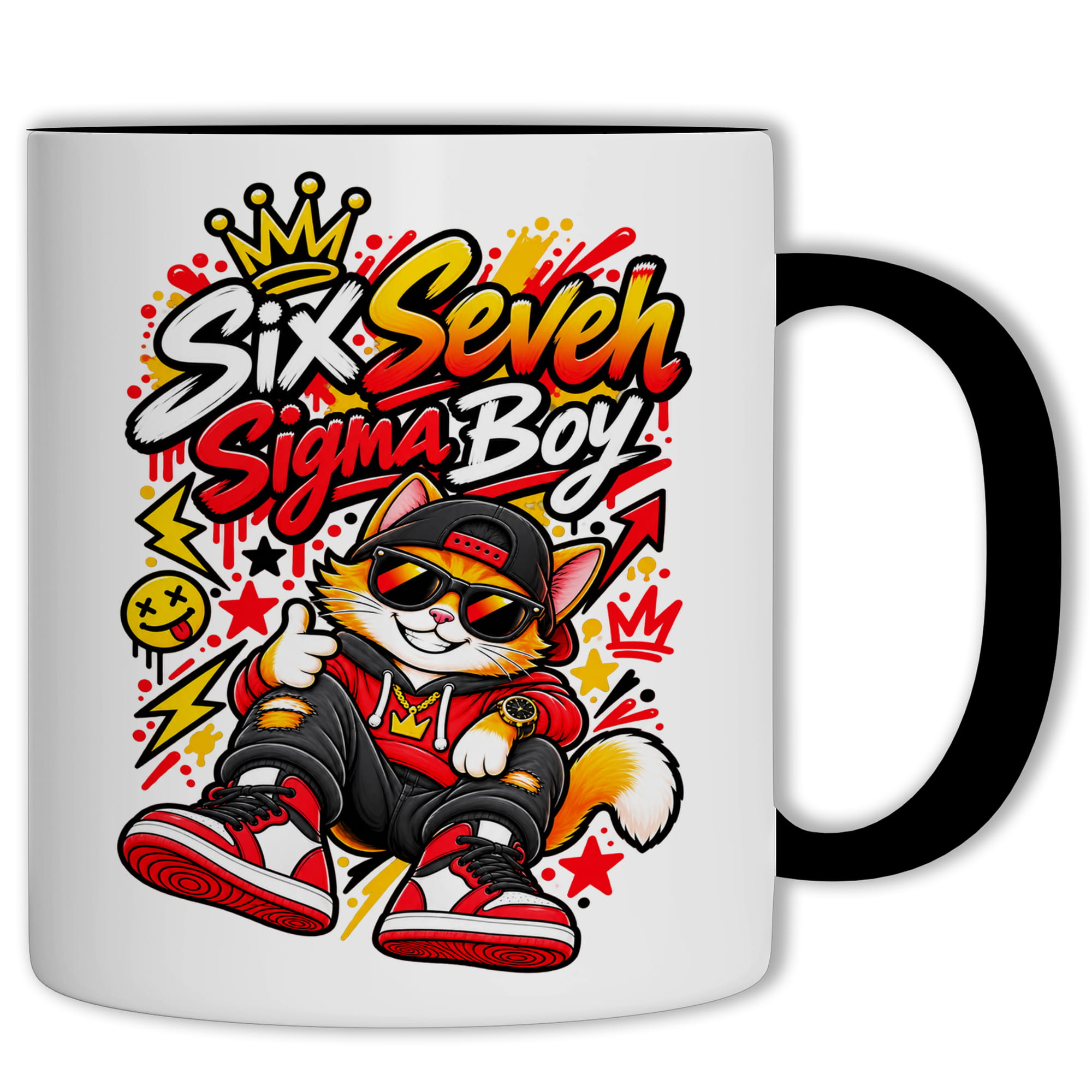 67 Sigma Boy kubek ucho kolor kolor czarnyy
