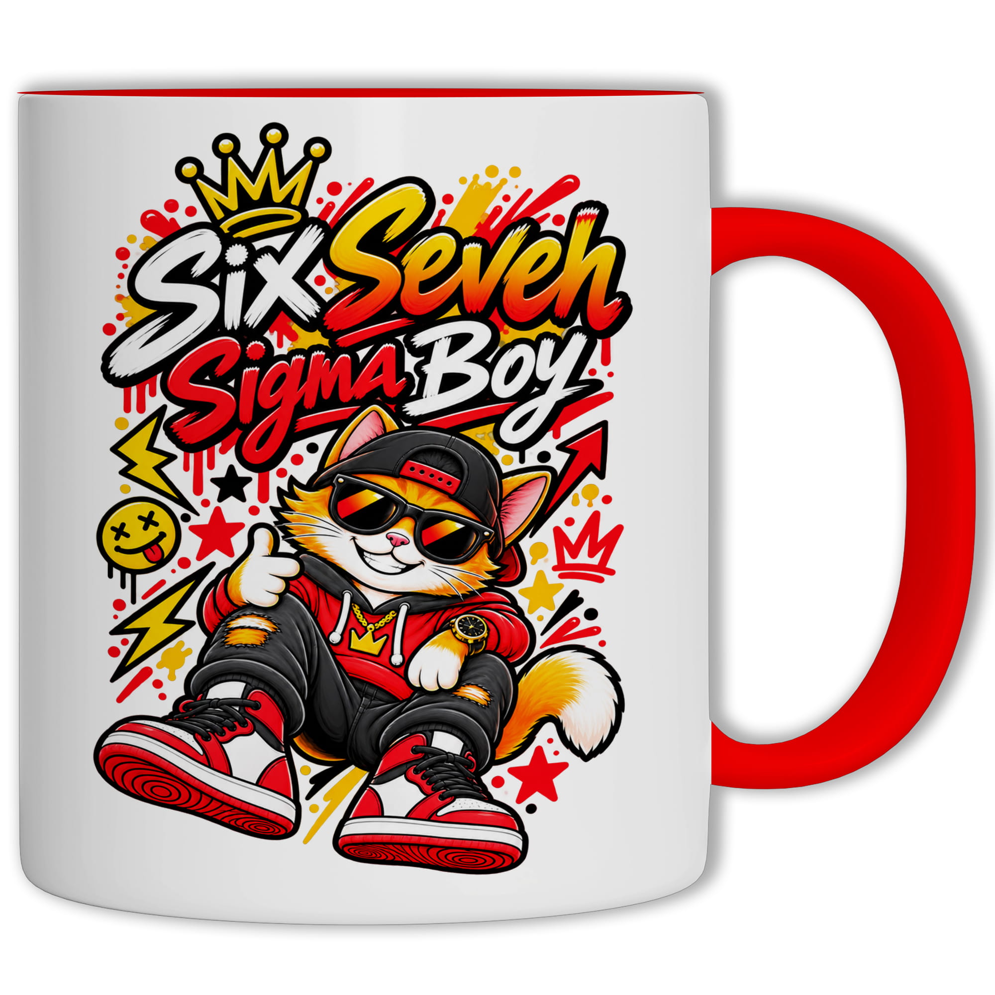 67 Sigma Boy kubek ucho kolor kolor czerwony