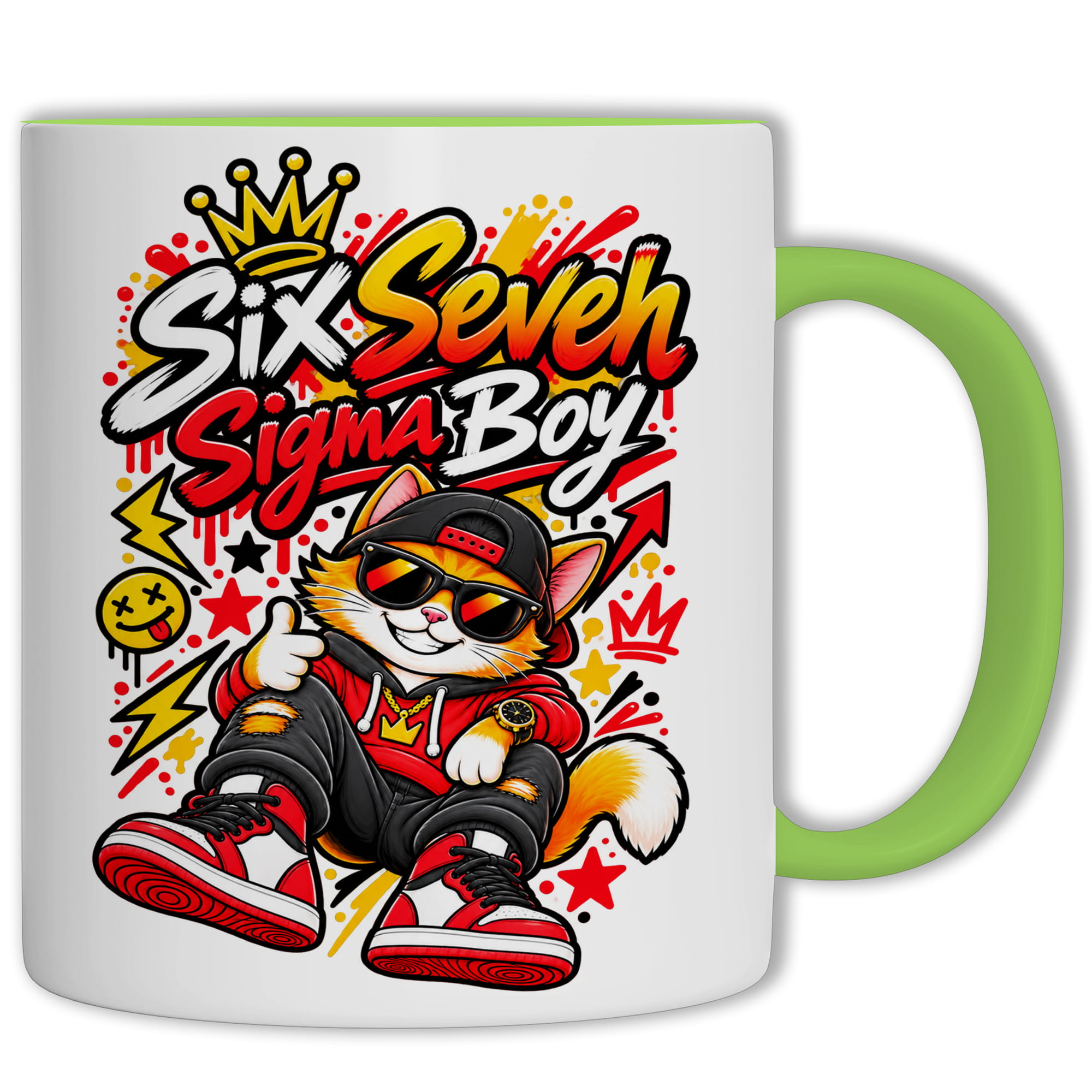 67 Sigma Boy kubek ucho kolor kolor zielony