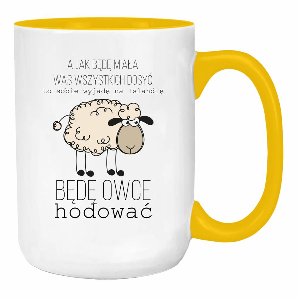 A jak będę miała was wszystkich dość duży kubek ucho kolor kolor żółty