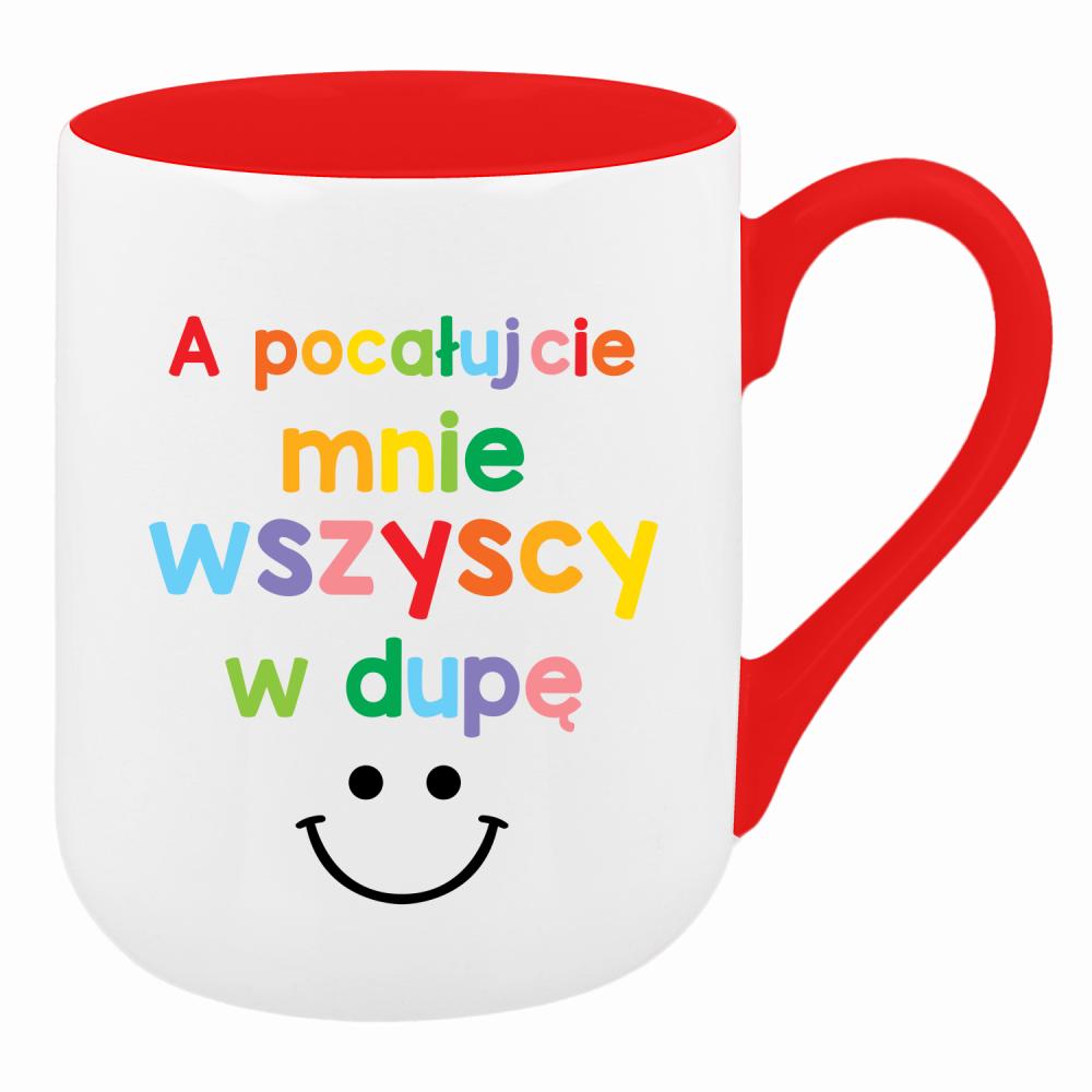 A pocałujcie mnie wszyscy w dupę kubek coffee kolor czerwony latte