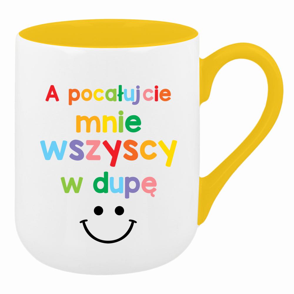 A pocałujcie mnie wszyscy w dupę kubek coffee kolor żółty