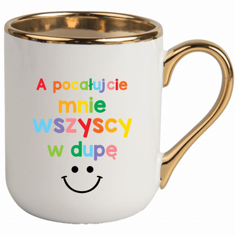 A pocałujcie mnie wszyscy w dupę kubek elegant biały kolor różowy