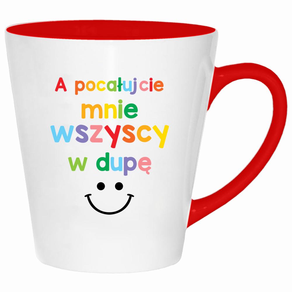 A pocałujcie mnie wszyscy w dupę kubek latte kolor czerwony latte
