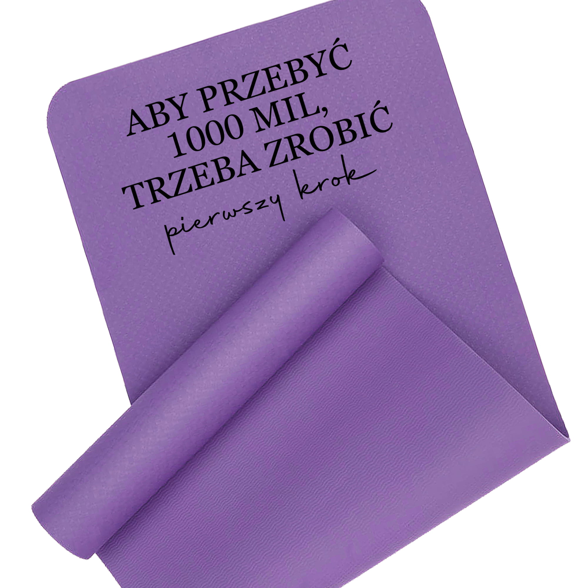 Aby przebyć 1000 mil trzeba zrobić pierwszy krok mata do ćwiczeń kolor pastelowy fiolet