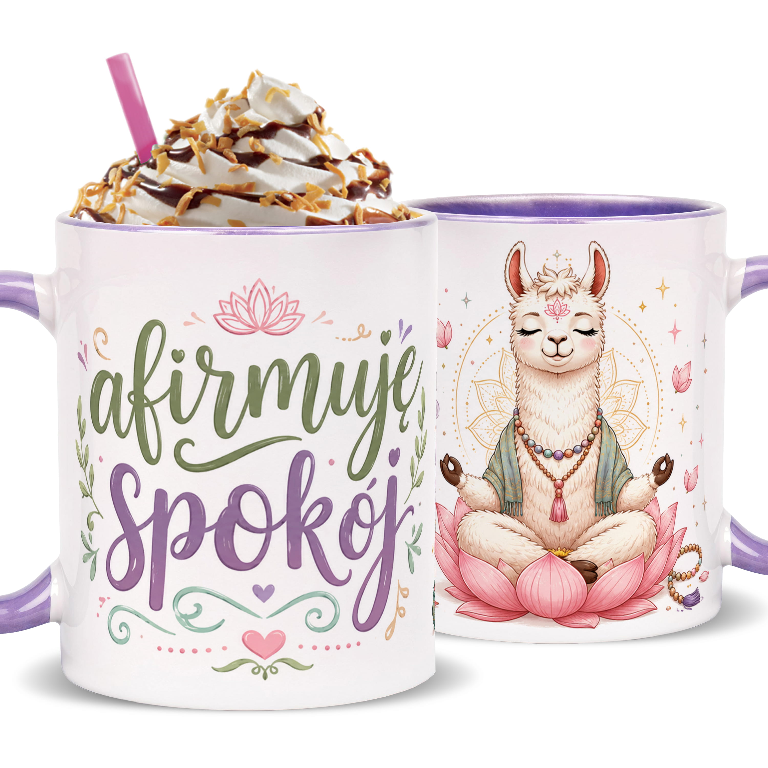 Afirmuję spokój kubek ucho kolor kolor jasnofioletowy