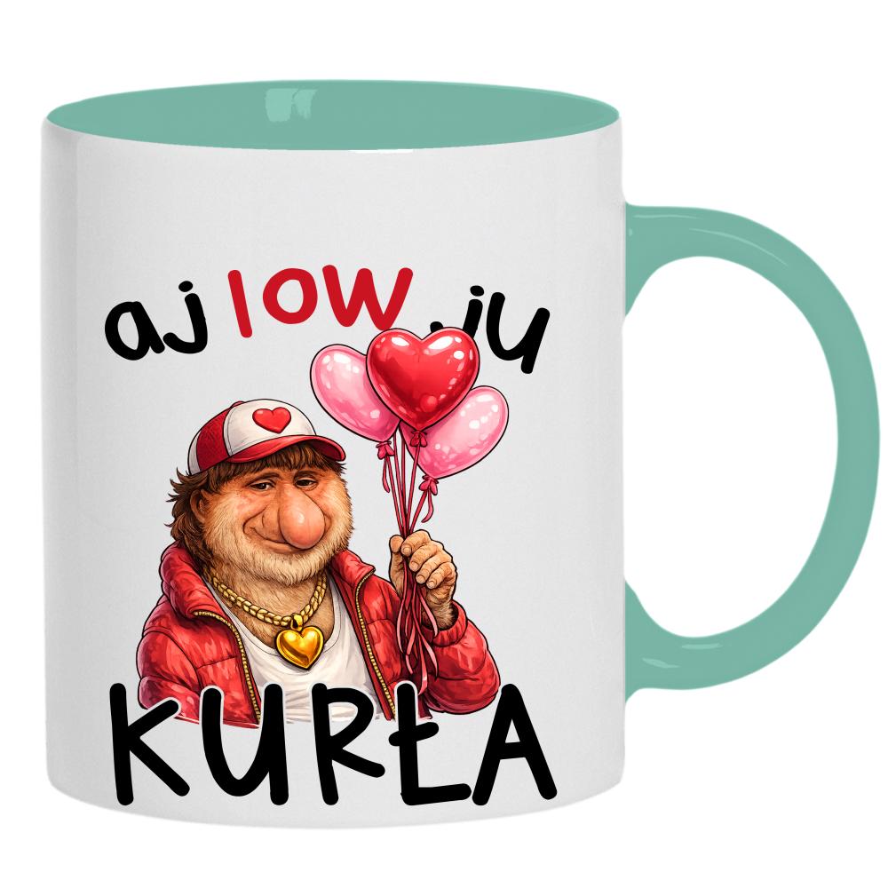 AJ LOW JU KURŁA kubek ucho kolor kolor miętowo zielony