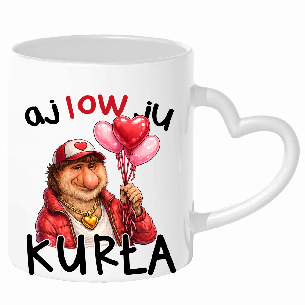 AJ LOW JU KURŁA kubek uchwyt serce kolor turkus