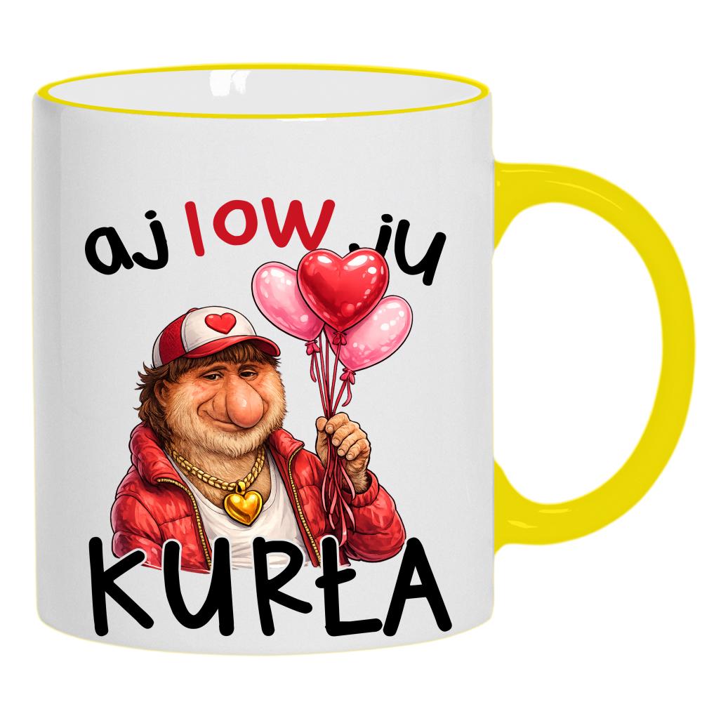 AJ LOW JU KURŁA kubek żółty uchwyt i rant kolor żółty