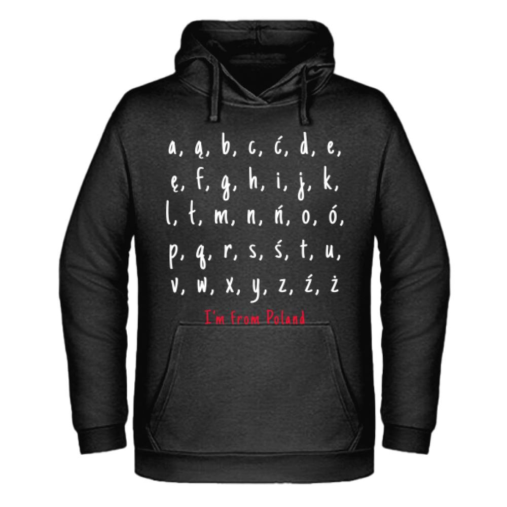 Alfabet I'm from Poland bluza męska z kapturem