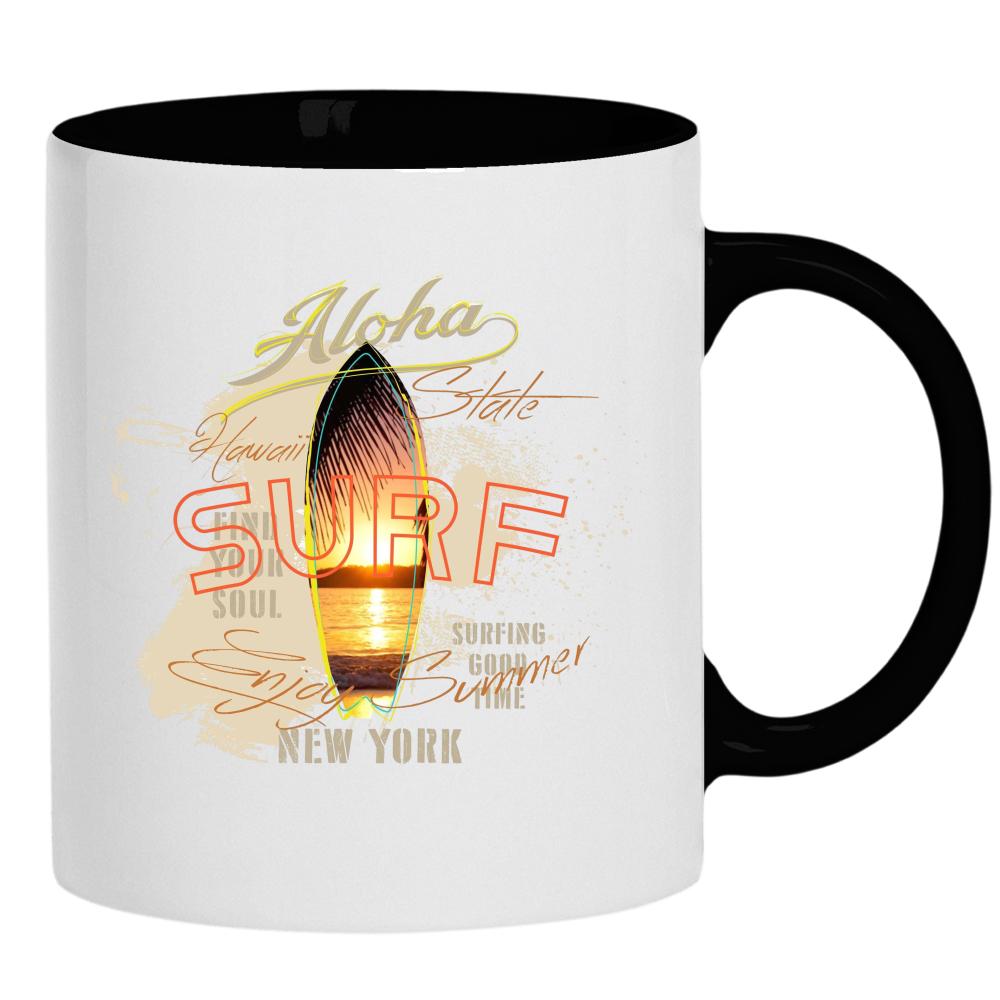 ALOHA SURF NEW YORK kubek ucho kolor kolor czarnyy
