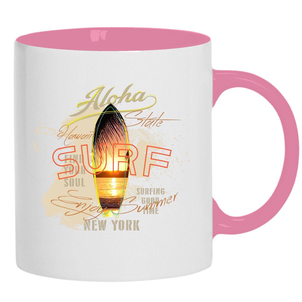 ALOHA SURF NEW YORK kubek ucho kolor kolor różowy