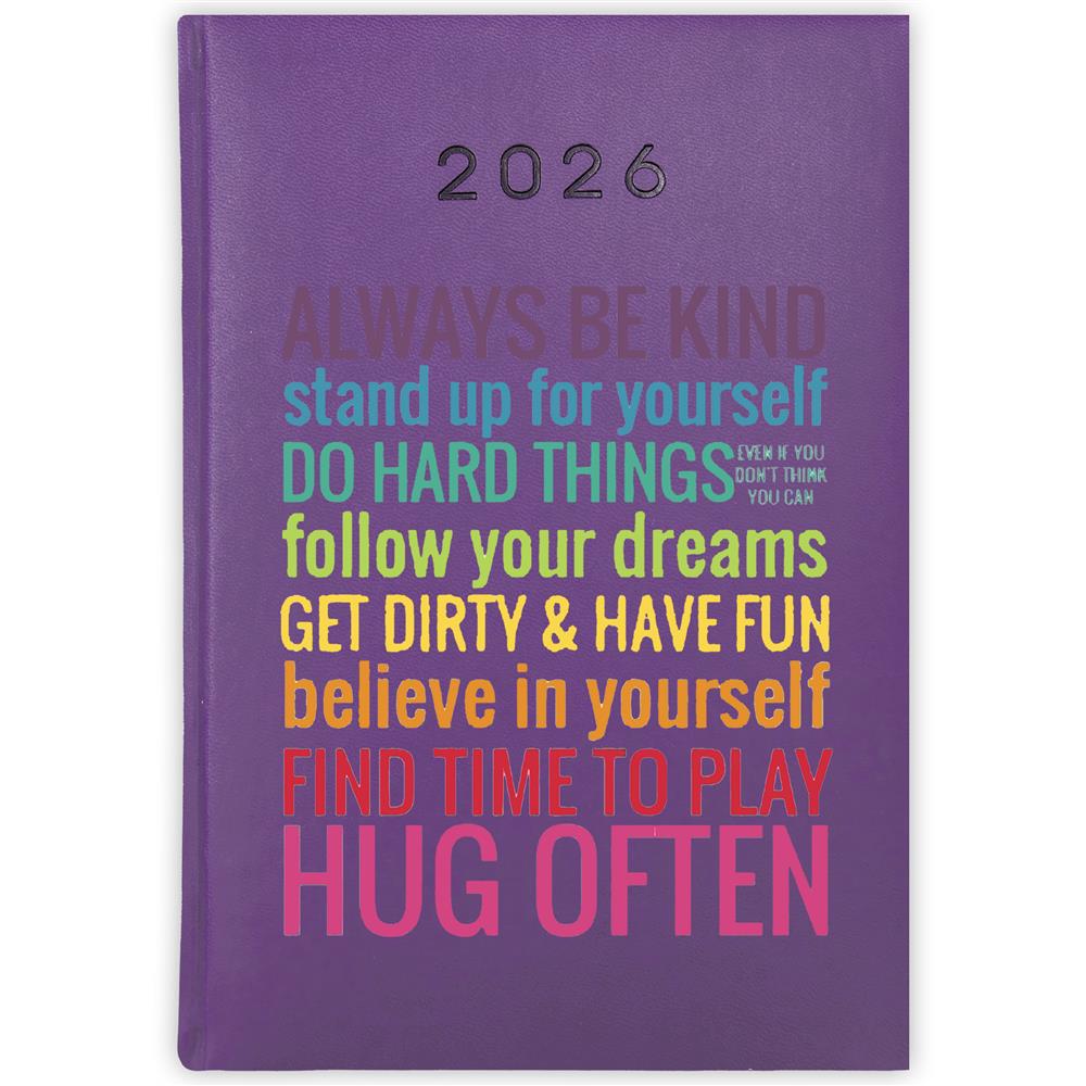 Always be kind kalendarz książkowy a5 2026 kolor fioletowy