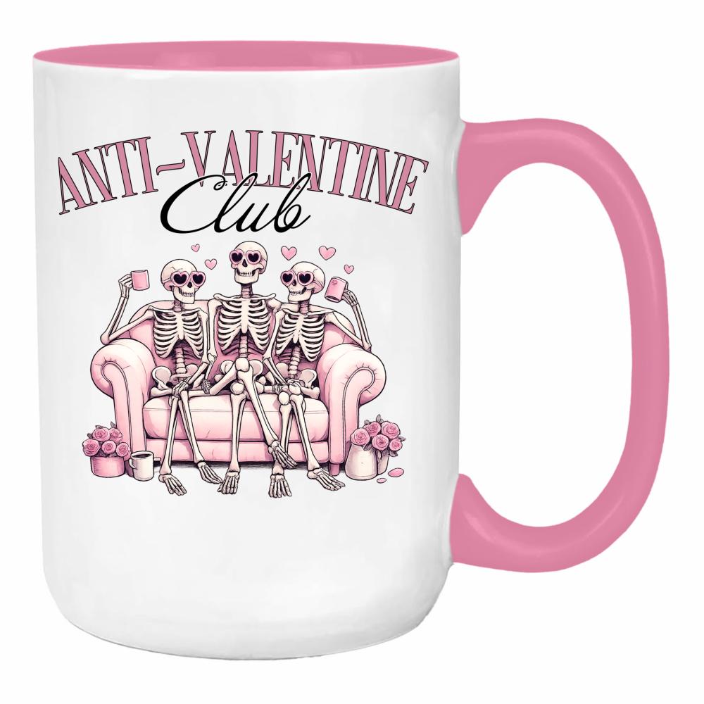 Anti Valentine Club duży kubek ucho kolor kolor różowy