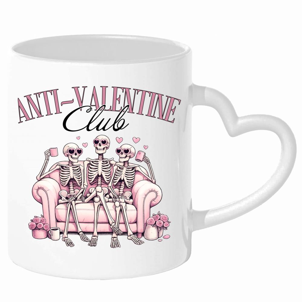 Anti Valentine Club kubek uchwyt serce kolor biały