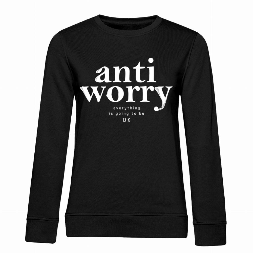 Anti Worry Białe bluza damska bez kaptura