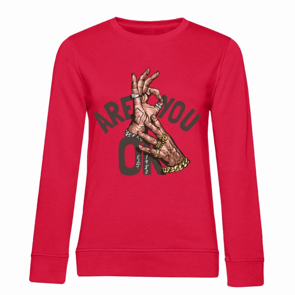 Are you ok? bluza damska bez kaptura kolor czerwony