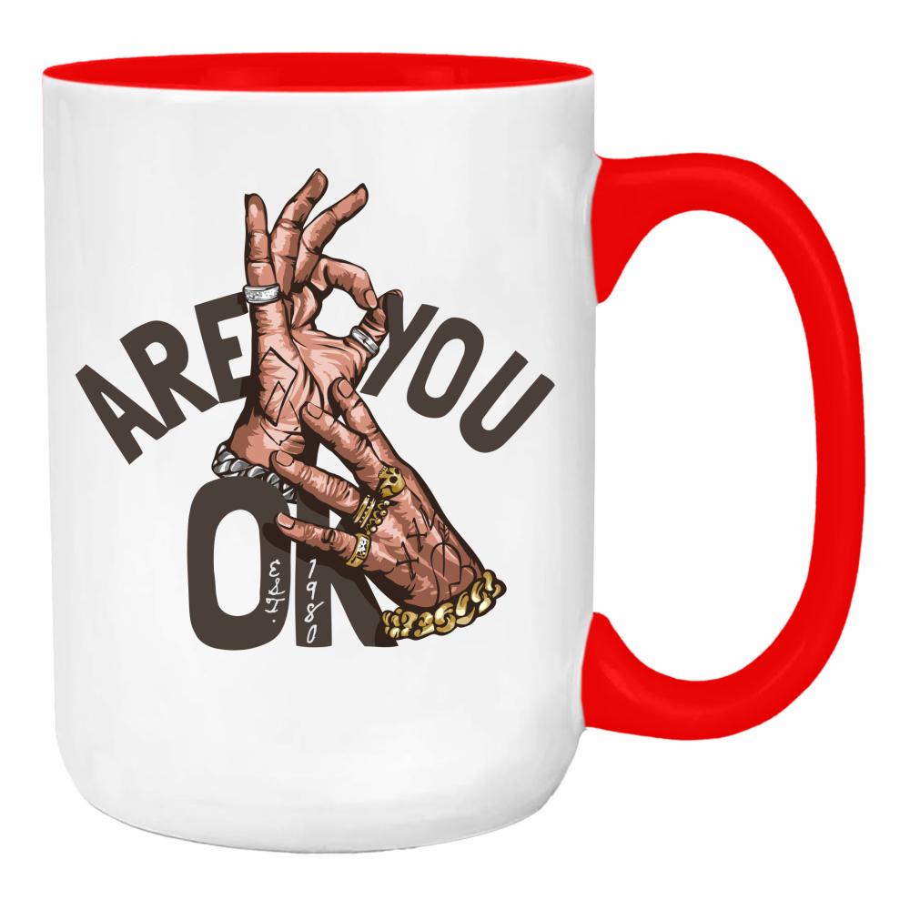 Are you ok? duży kubek ucho kolor kolor red