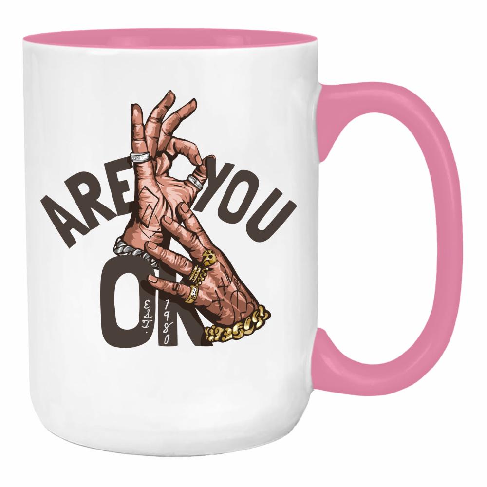 Are you ok? duży kubek ucho kolor kolor różowy