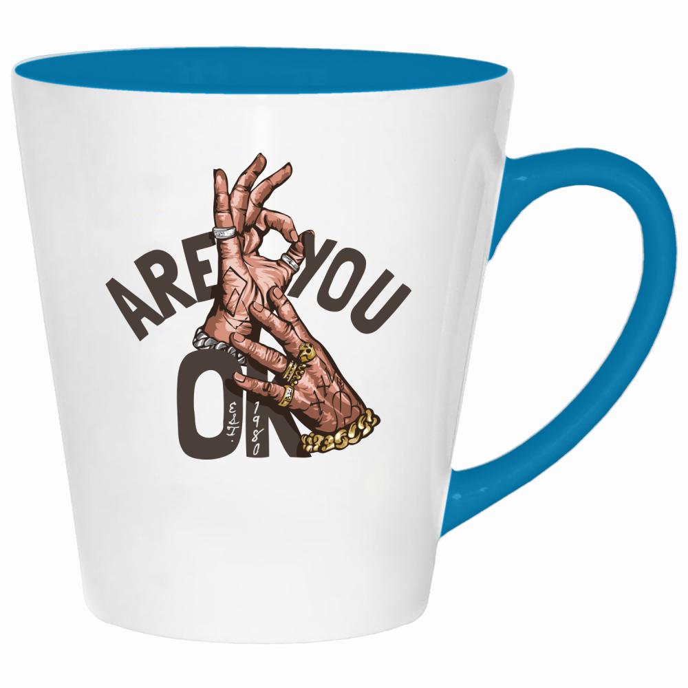 Are you ok? kubek latte kolor turkus