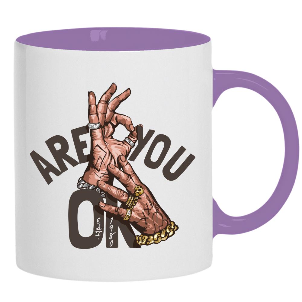 Are you ok? kubek ucho kolor kolor jasnofioletowy