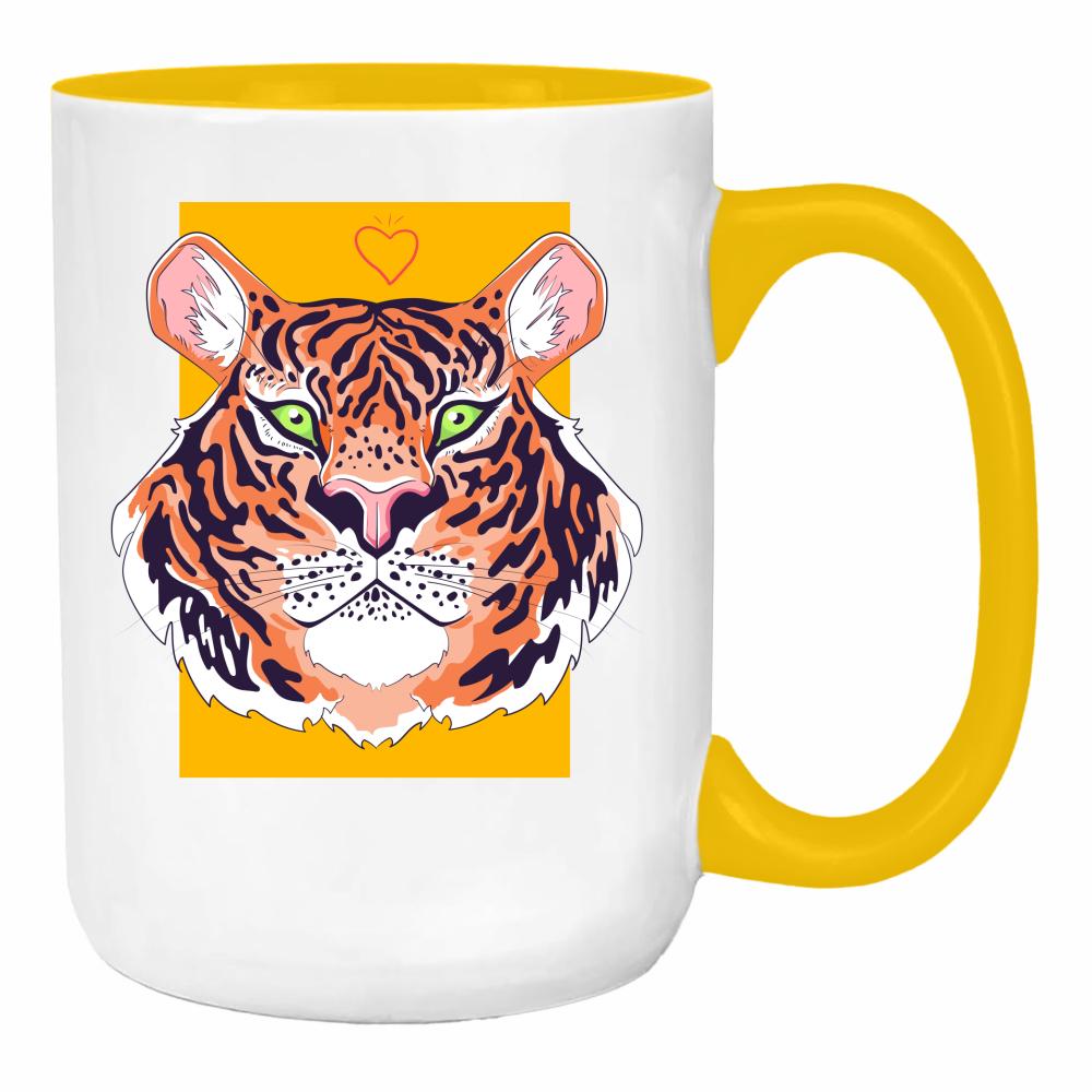 Asia Tiger duży kubek ucho kolor kolor żółty