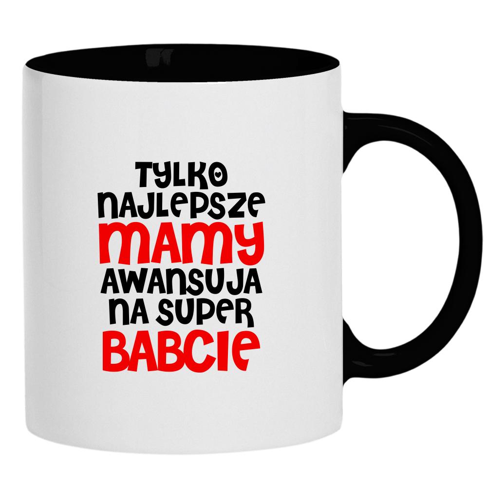 Awans na Super Babcie kubek ucho kolor kolor czarnyy