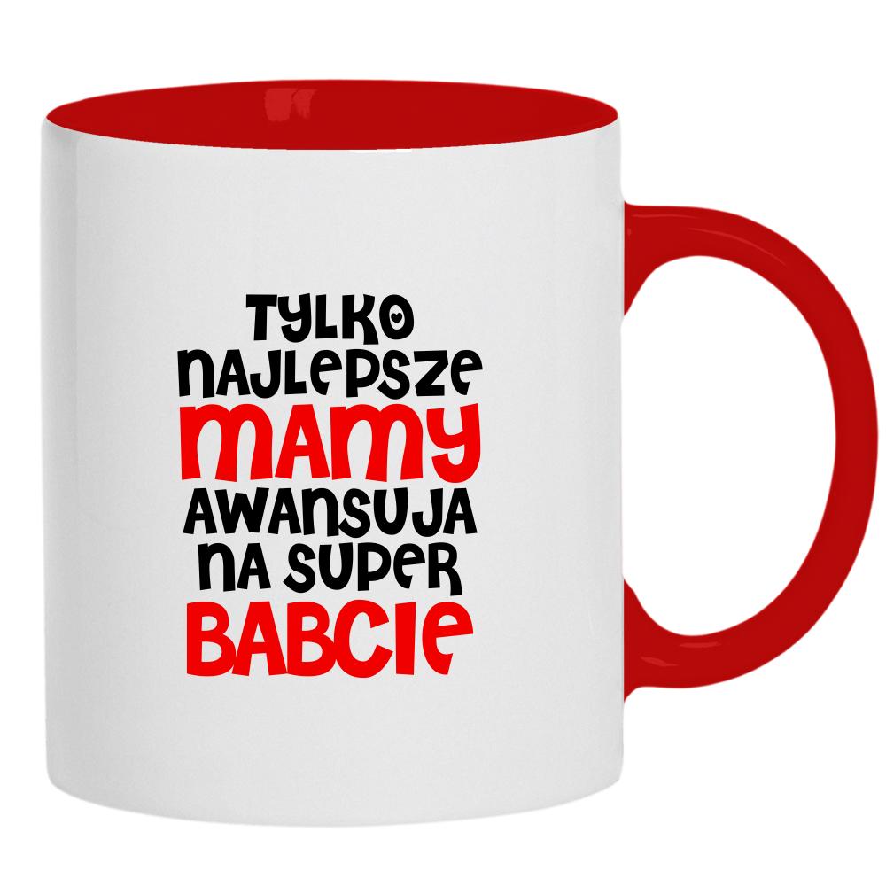 Awans na Super Babcie kubek ucho kolor kolor czerwony