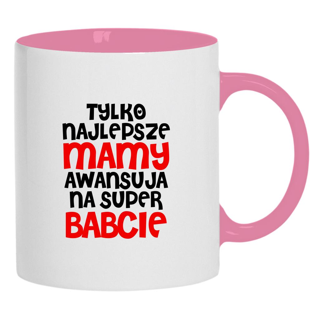 Awans na Super Babcie kubek ucho kolor kolor różowy