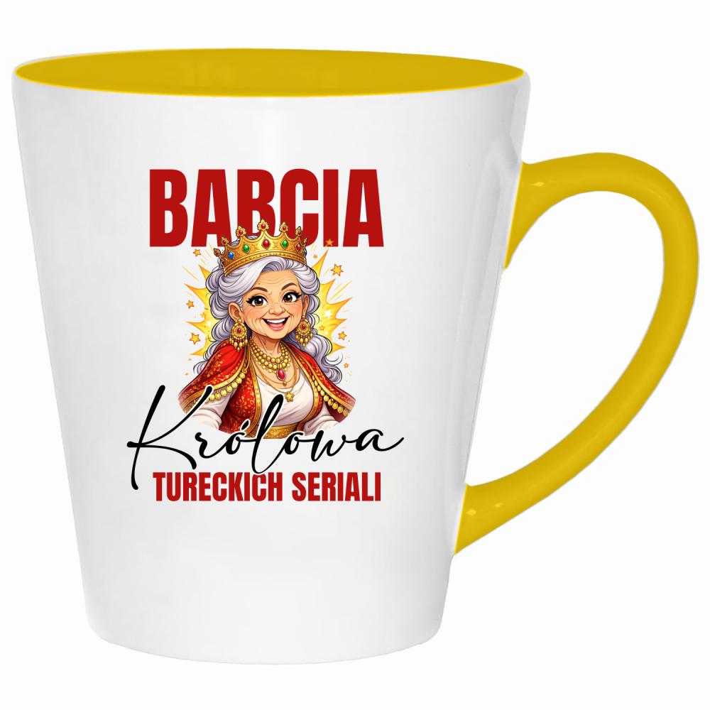 Babcia – Królowa Tureckich Seriali kubek latte kolor żółtyy