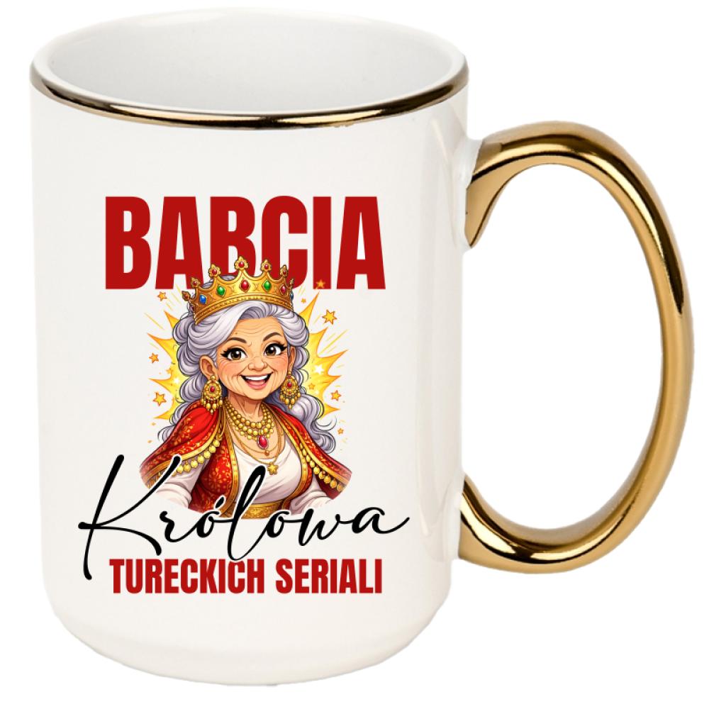 Babcia – Królowa Tureckich Seriali kubek xxl złoty rant i ucho kolor żółty