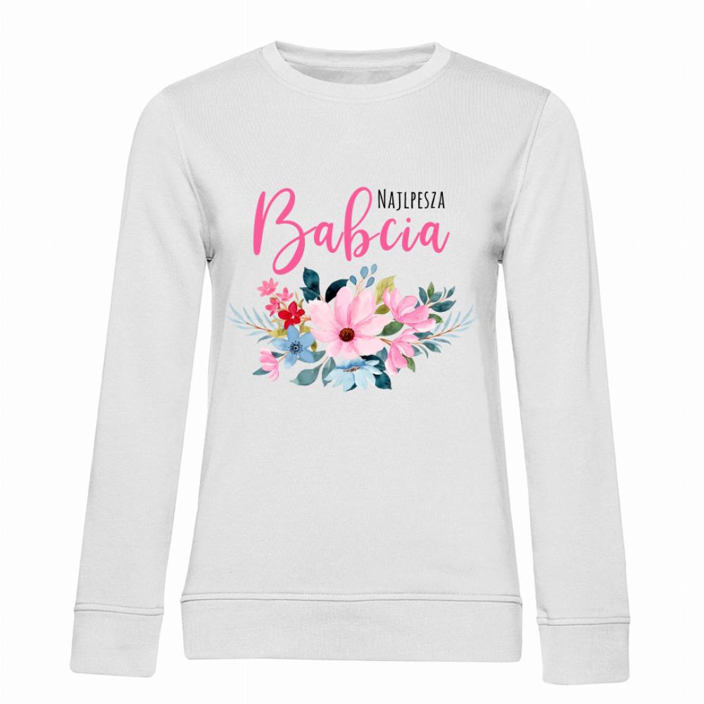 Babcia Kwiaty bluza damska bez kaptura