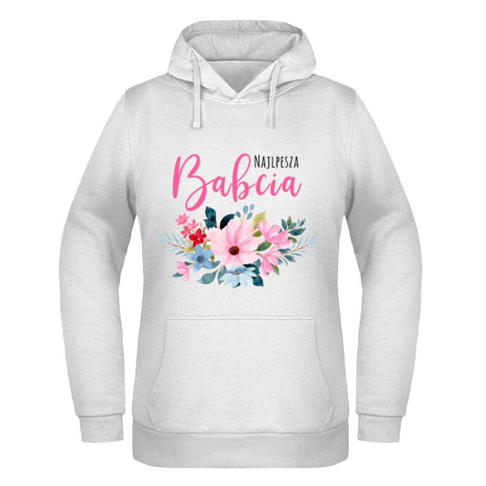 Babcia Kwiaty bluza damska z kapturem