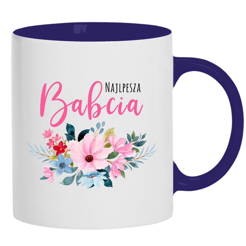 Babcia Kwiaty kubek ucho kolor kolor navy