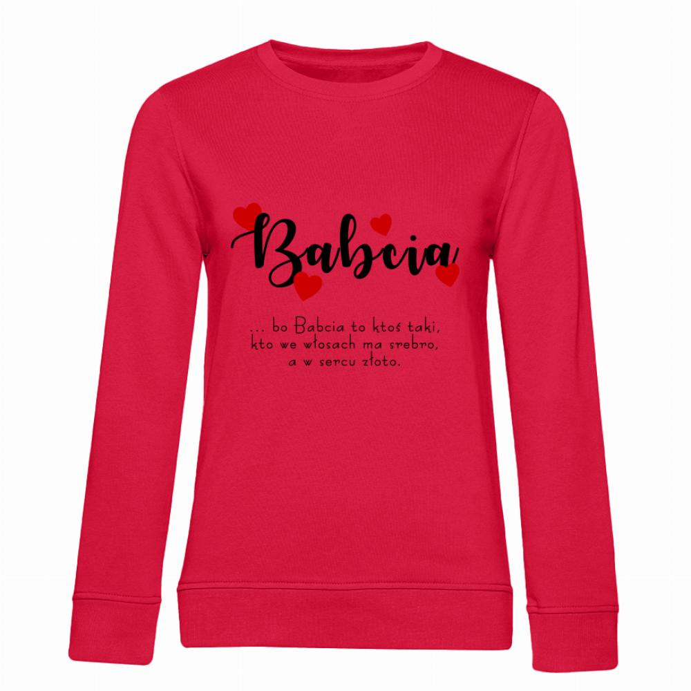 Babcia Love bluza damska bez kaptura kolor czerwony