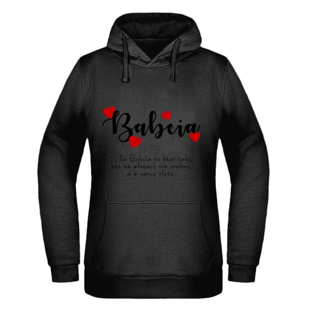 Babcia Love bluza damska z kapturem kolor czerwony