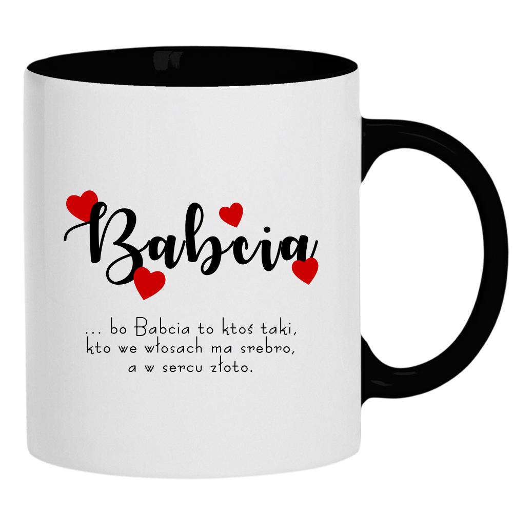 Babcia Love kubek ucho kolor kolor czarnyy