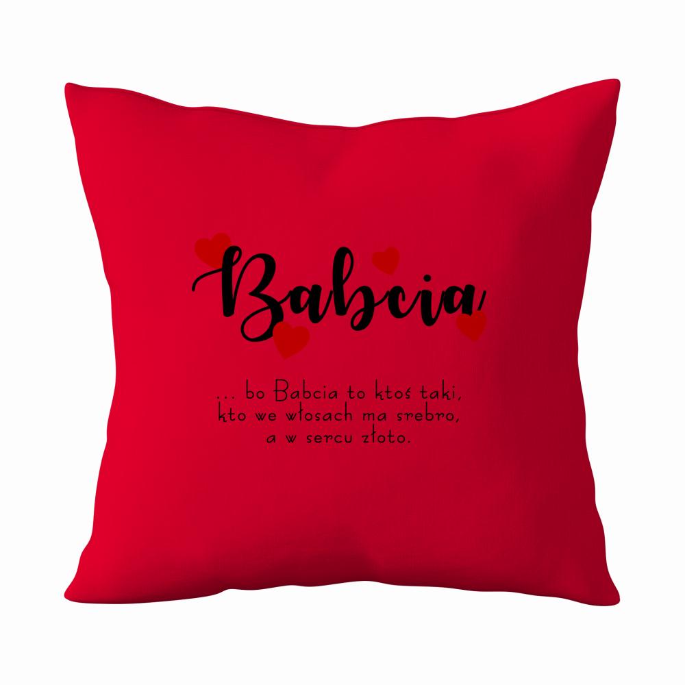 Babcia Love poduszka kolor czerwony