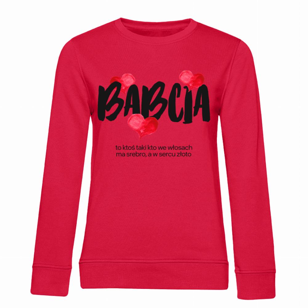 Babcia ma w sercu złoto bluza damska bez kaptura kolor czerwony