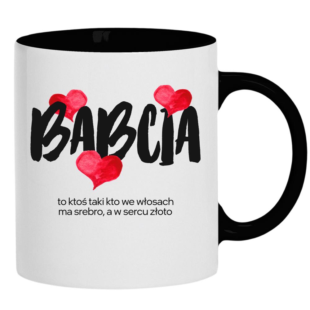 Babcia ma w sercu złoto kubek ucho kolor kolor czarnyy