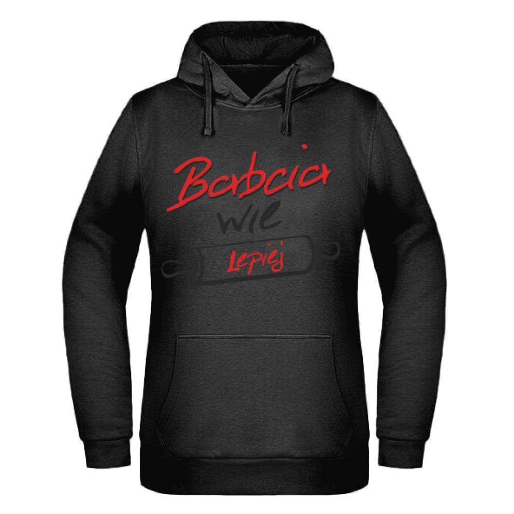 Babcia wie Lepiej bluza damska z kapturem kolor różowy