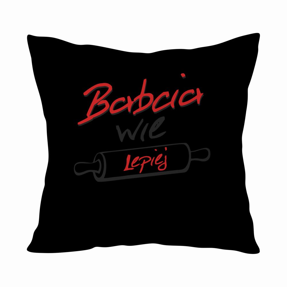 Babcia wie Lepiej poduszka kolor różowy