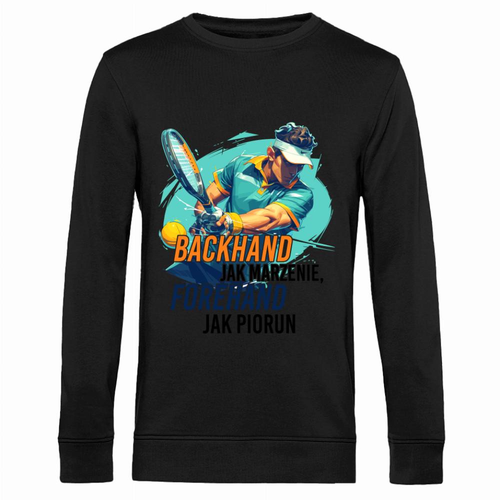 Backhand jak marzenie, forehand jak piorun bluza męska bez kaptura kolor zielony