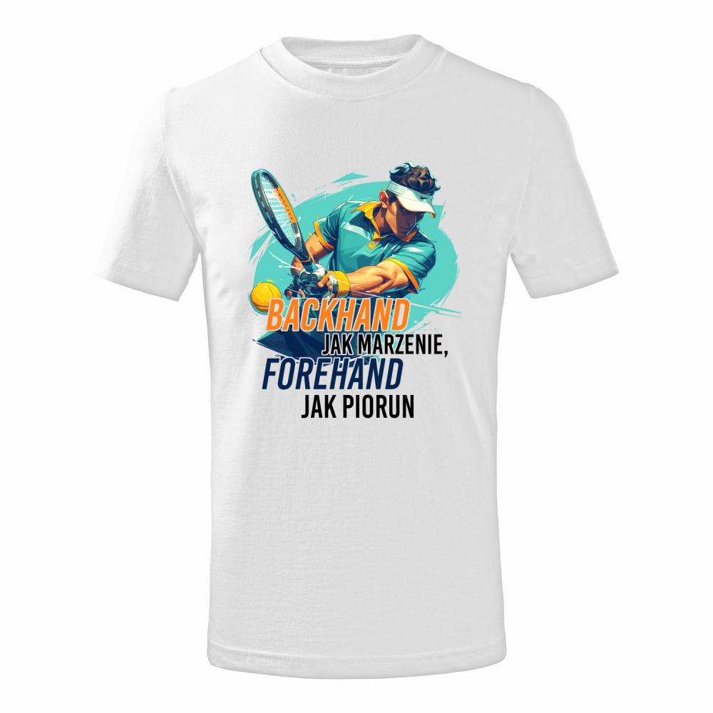 Backhand jak marzenie, forehand jak piorun koszulka junior