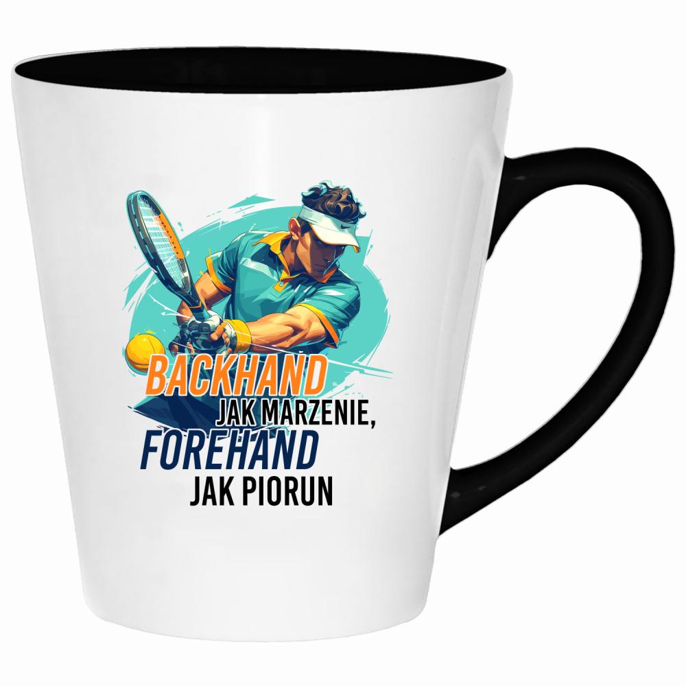 Backhand jak marzenie, forehand jak piorun kubek latte kolor różowy