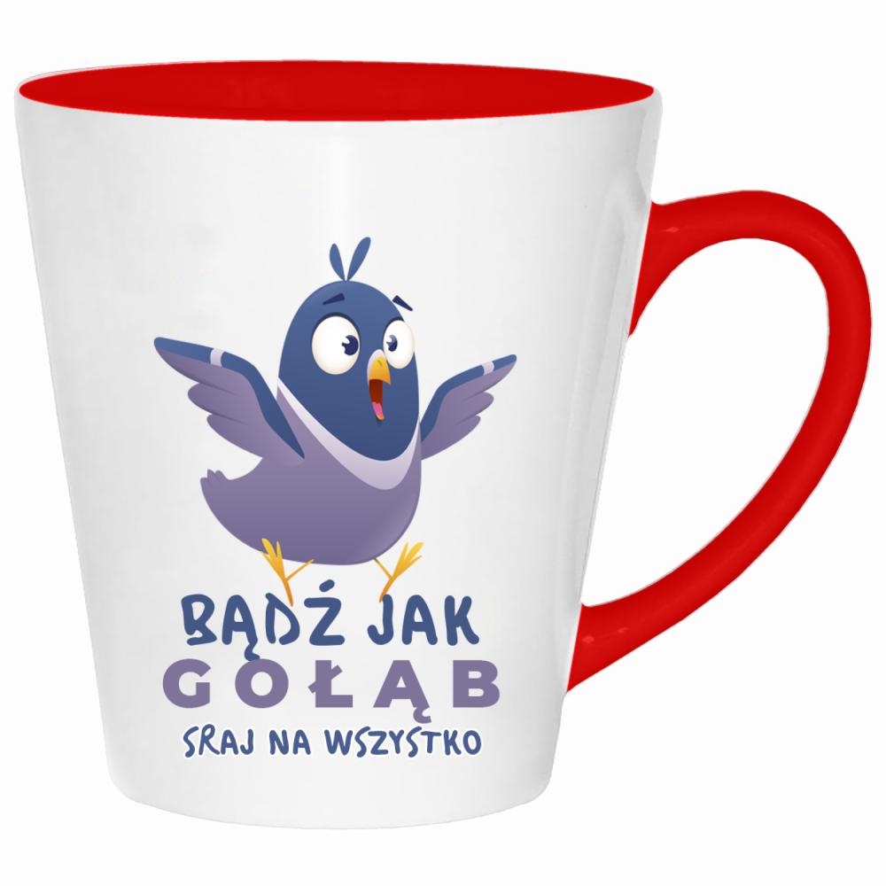 Bądź jak gołąb – sraj na wszystko kubek latte kolor czerwony latte