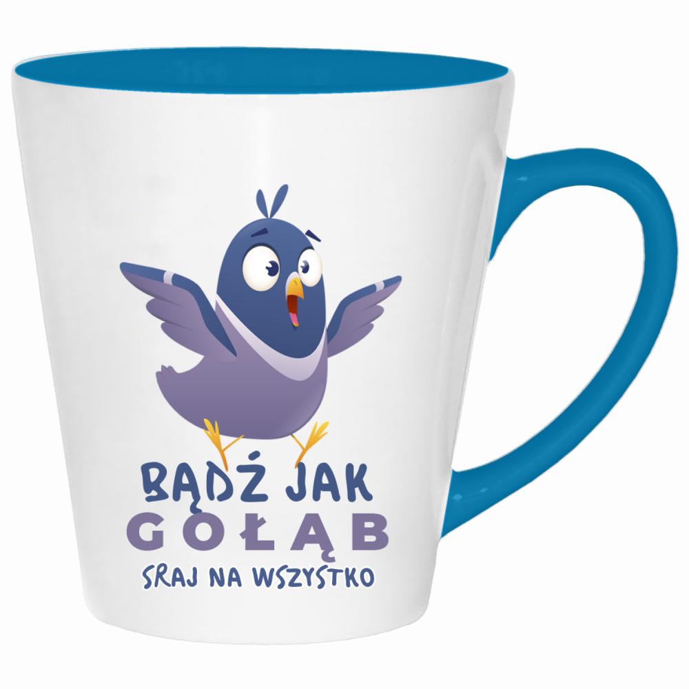 Bądź jak gołąb – sraj na wszystko kubek latte kolor turkus